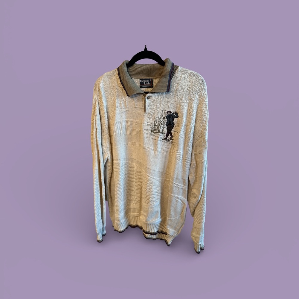 Vintage Cream Sweater with Embroidered Detail